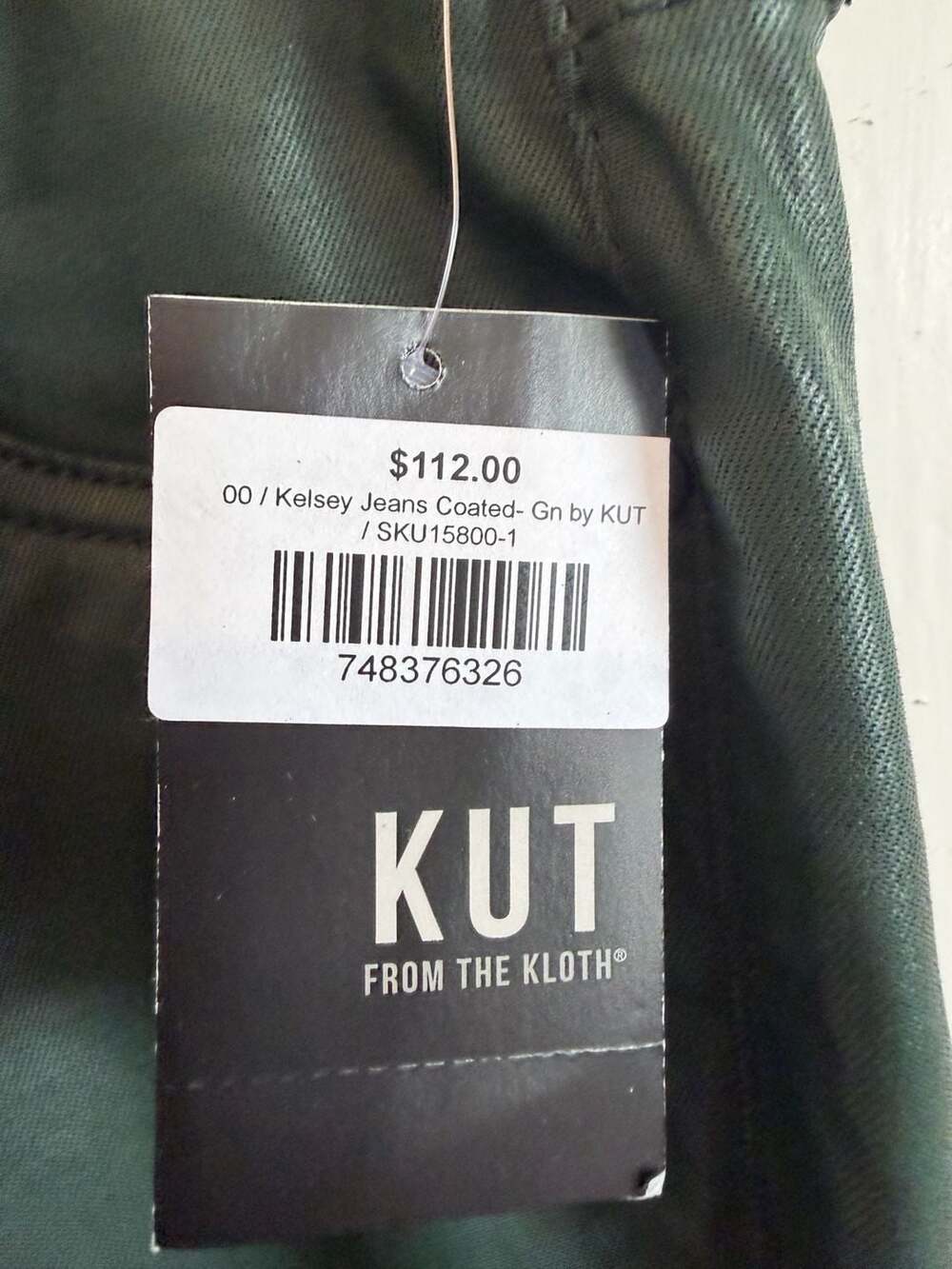 Kut From The Kloth Kelsey Jeans Coated Green Kick Flare NWT - Picture 5 of 8